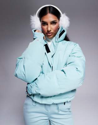 Asos Design 4505 Ski Boxy Fit Puffer Ski Jacket In Turquoise-blue