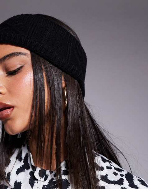 ASOS 4505 Ski cable knit headband in black - view 1