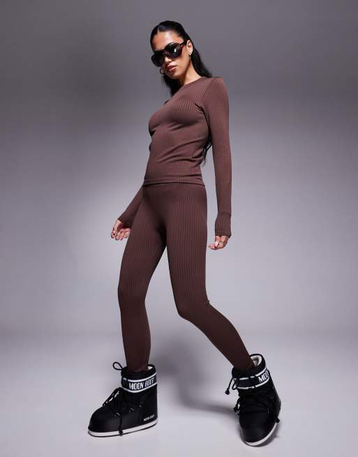 ASOS 4505 - Ski - Completo base layer termico marroni senza cuciture