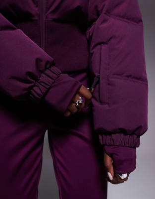 Asos 4505 Ski & Snow Asos 4505 Ski Cropped Insulated Ski Bomber Jacket With Faux Fur Hood In Purple