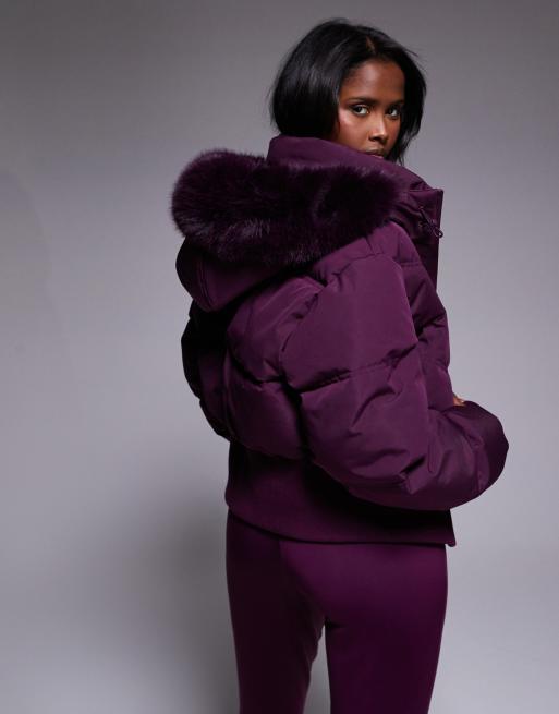ASOS 4505 - Ski - Cropped ski-bomberjack met isolatie en capuchon met imitatiebont, 3 van 4