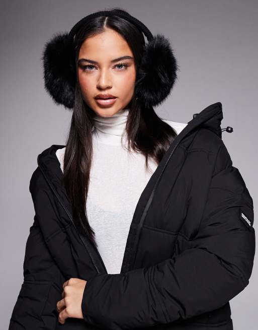 ASOS 4505 Ski faux fur ear muffs in black, 2 of 3