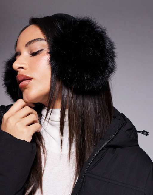 ASOS 4505 Ski faux fur ear muffs in black, 3 of 3