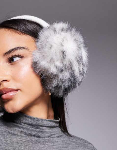 ASOS 4505 Ski faux fur ear muffs in snow leopard - view 1