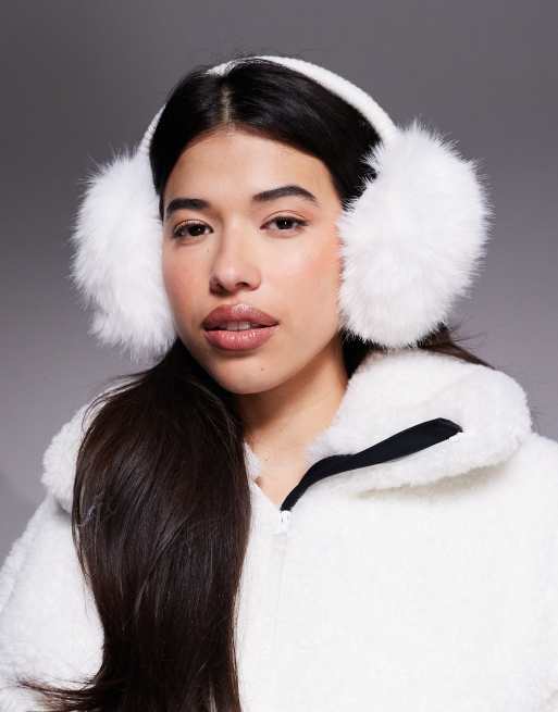 ASOS 4505 Ski faux fur earmuffs in white