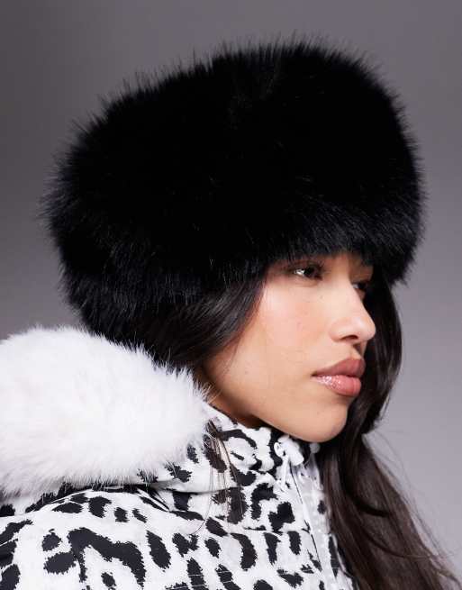 ASOS 4505 ski faux fur headband in black