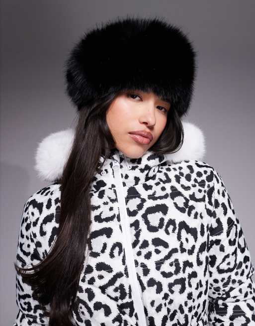 ASOS 4505 ski faux fur headband in black
