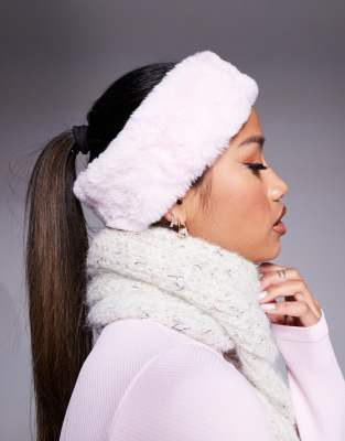 Asos Design 4505 Ski Faux Fur Headband In Pink