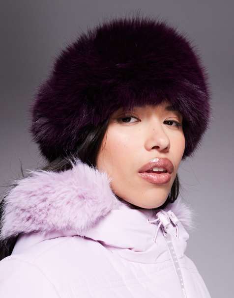 ASOS 4505 ski faux fur headband in plum - view 1