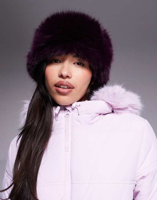 ASOS 4505 ski faux fur headband in plum