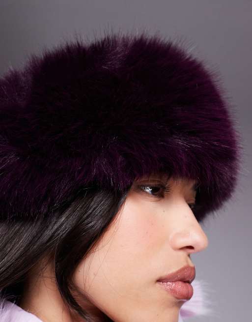 ASOS 4505 ski faux fur headband in plum