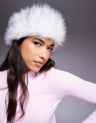 ASOS 4505 Ski faux fur headband in white