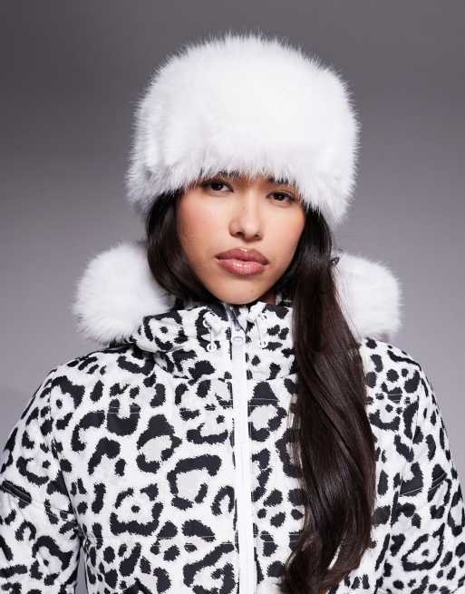 ASOS 4505 ski faux fur headband in white
