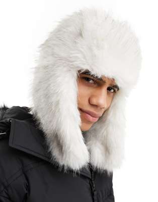 4505 ASOS 4505 Ski faux fur trapper hat in white