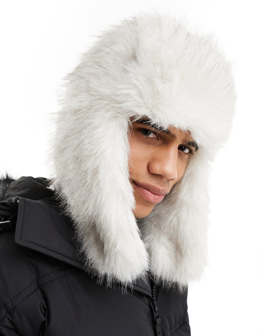 ASOS 4505 Ski faux fur trapper hat in white