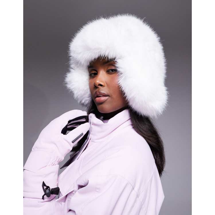 ASOS 4505 Ski faux fur trapper hat in white | ASOS