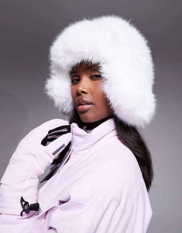 ASOS 4505 Ski faux fur trapper hat in white | ASOS