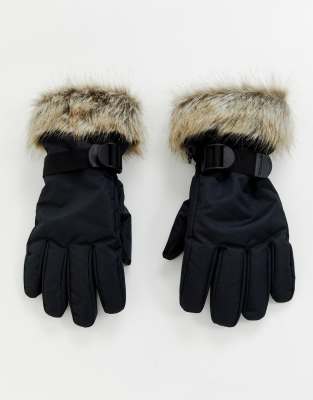fur ski gloves