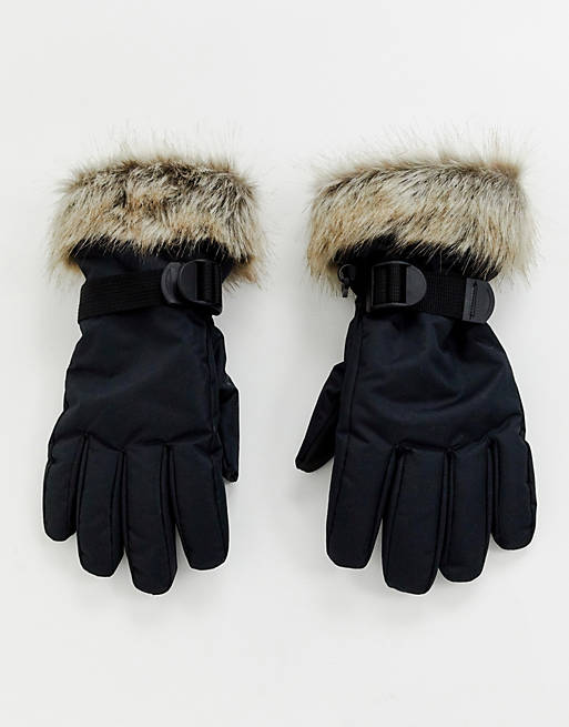 ASOS 4505 ski faux fur trim gloves