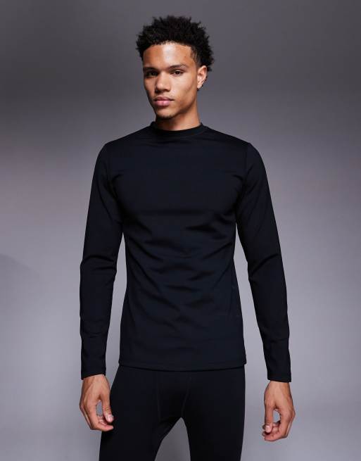 ASOS 4505 Ski fleece back base layer long sleeve with thermal treatment in black