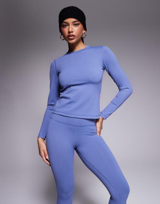 ASOS 4505 Ski fleece back base layer long sleeve with thermal treatment in chalk blue