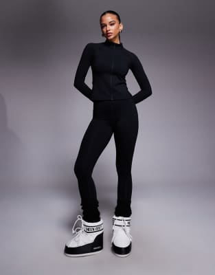 Asos 4505 Ski & Snow Asos 4505 Ski Fleece Back Base Layer Long Sleeve Zip Up Top With Thermal Treatment In Black