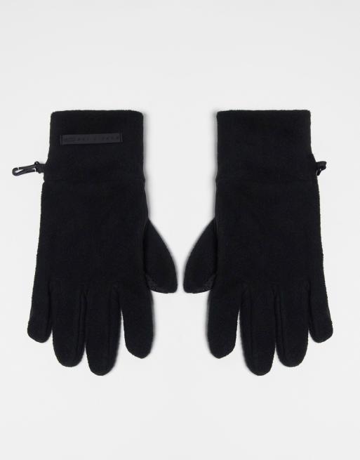 COLLUSION Unisex wet look padded gloves in black