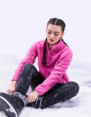 Asos Design 4505 Ski Fleece With Snaps-pink