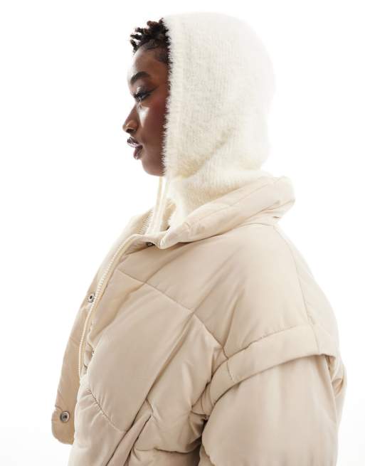 ASOS 4505 Ski fluffy balaclava in white, 3 of 4