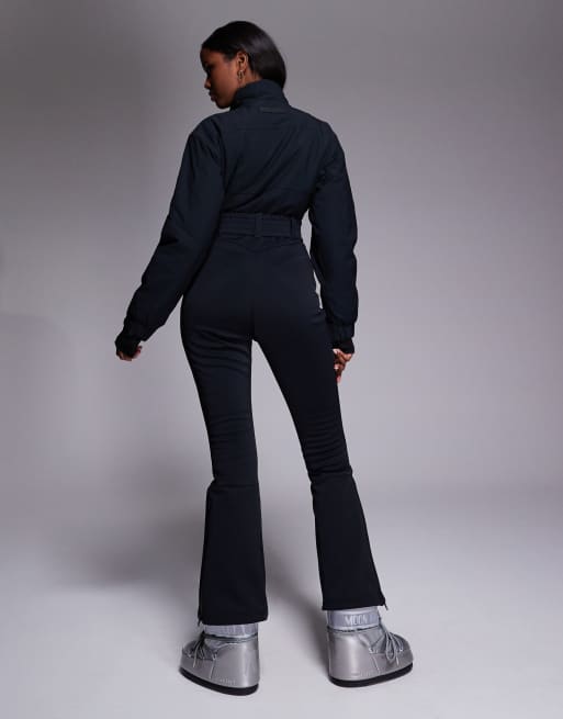 ASOS 4505 Ski funnel neck kick flare belted ski suit in black