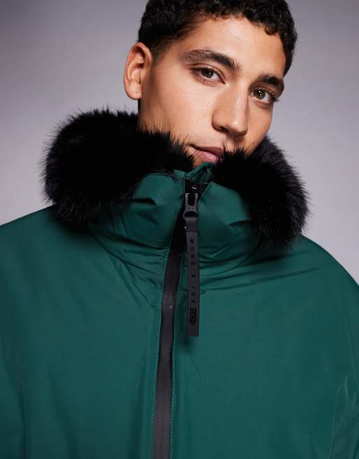 ASOS 4505 – Ski – Grön bomberjacka med fuskpälskrage, 5 av 5