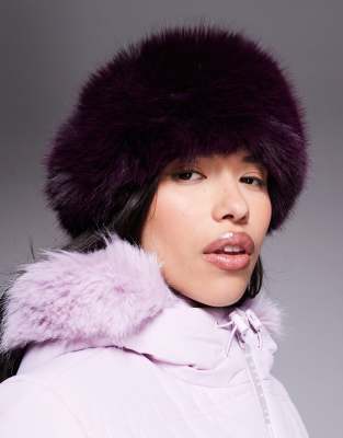 ASOS 4505 - Ski-Haarband aus Kunstpelz in Pflaume-Lila