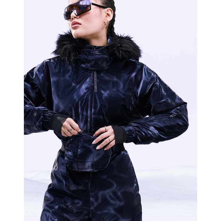 ASOS 4505 curve ski suit all-in-one with mono contrast detail