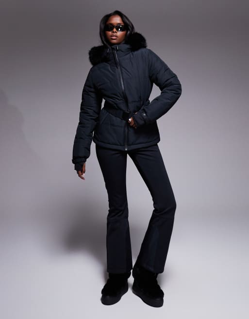 ASOS 4505 Ski Icon water repellent insulated belted ski jacket in black, 3 of 4