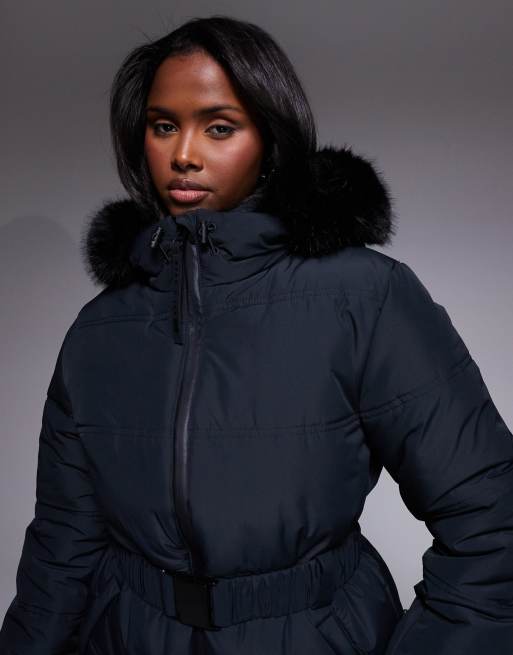 ASOS 4505 Ski Icon water repellent insulated belted ski jacket in black, 4 of 4