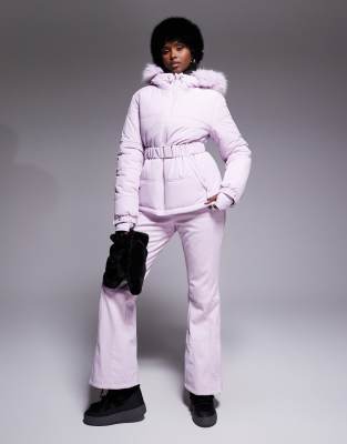 Asos 4505 Ski & Snow Asos 4505 Ski Icon Water Repellent Insulated Belted Ski Jacket In Pink