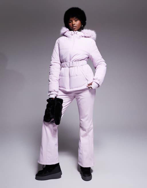 ASOS 4505 Ski Icon water repellent insulated belted ski jacket in pink