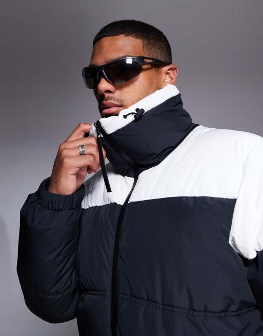 ASOS 4505 Ski Insulated Puffer Water Repellent Ski Suit in Black and White Blue