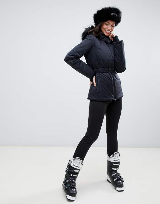 ASOS 4505 ski jacket with belt and padded panel detail