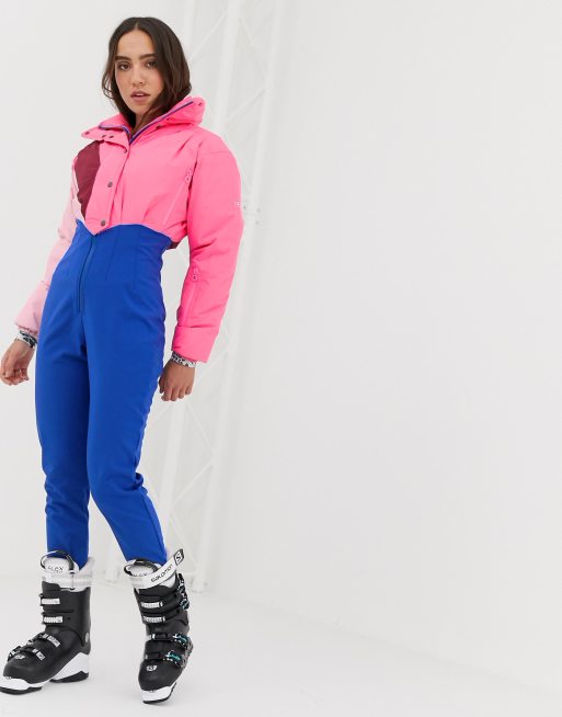 ASOS 4505 SKI jumpsuit in color block with funnel neck