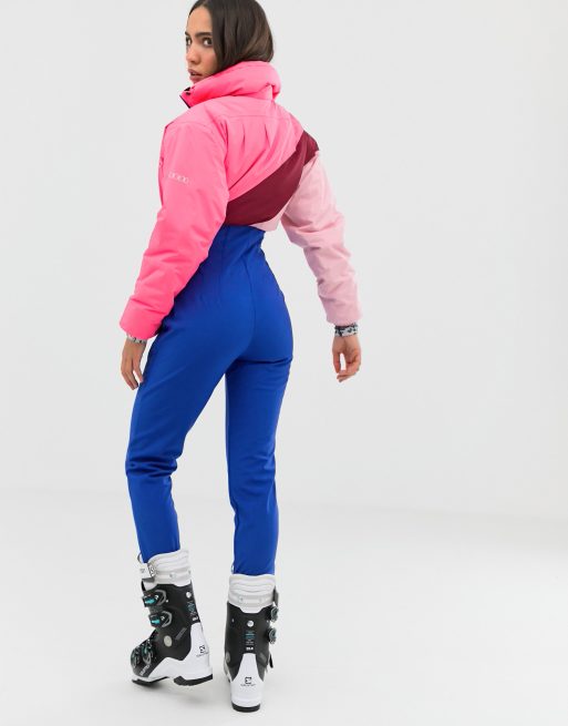 ASOS 4505 SKI jumpsuit in color block with funnel neck