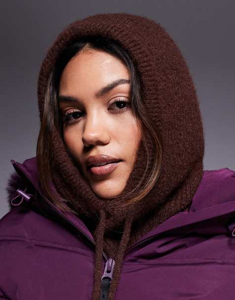 ASOS 4505 Ski knit hood in coffee - view 1