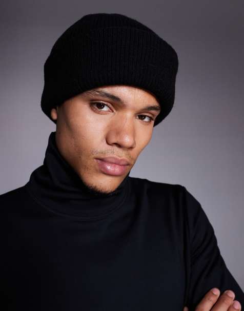 ASOS 4505 Ski knitted fisherman beanie in black - view 1