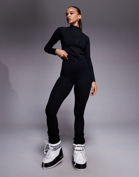 ASOS 4505 Ski - Leggings base layer da sci con interno in pile neri con trattamento termico - view 1