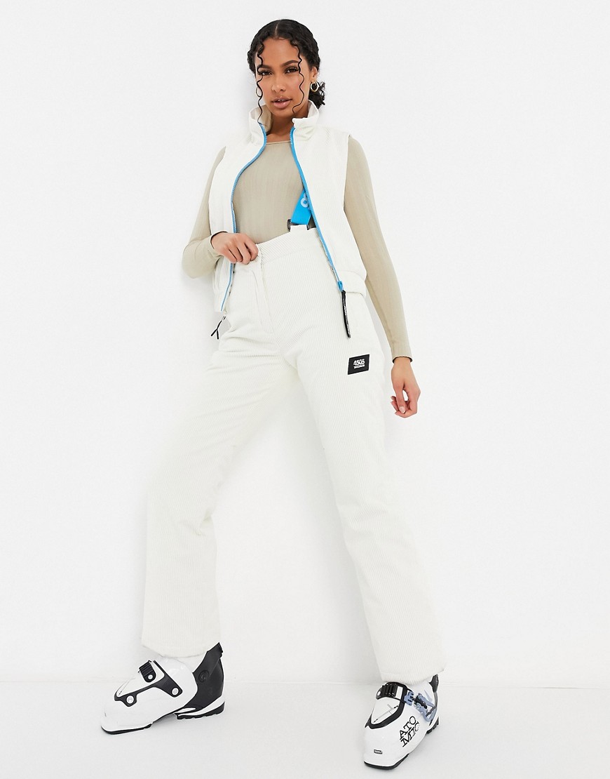 Asos Design 4505 Ski Mid Layer Reversable Vest In Corduroy And High Shine-white