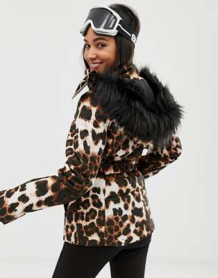 leopard print ski jacket