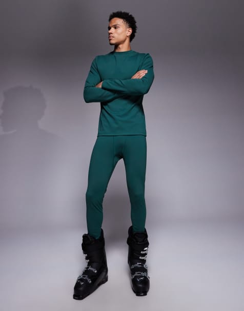 ASOS 4505 - Ski - Mørkegrønne baselayer-leggings med fleece-bagside og termo-behandling - view 1