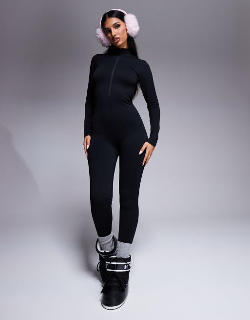 ASOS 4505 Ski Nahtloser Thermo Baselayer Overall in Schwarz ASOS