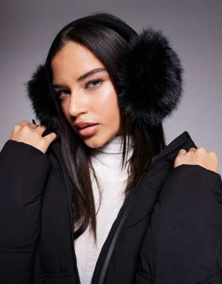 ASOS 4505 - Ski - Ohrenschützer aus Kunstpelz in Schwarz