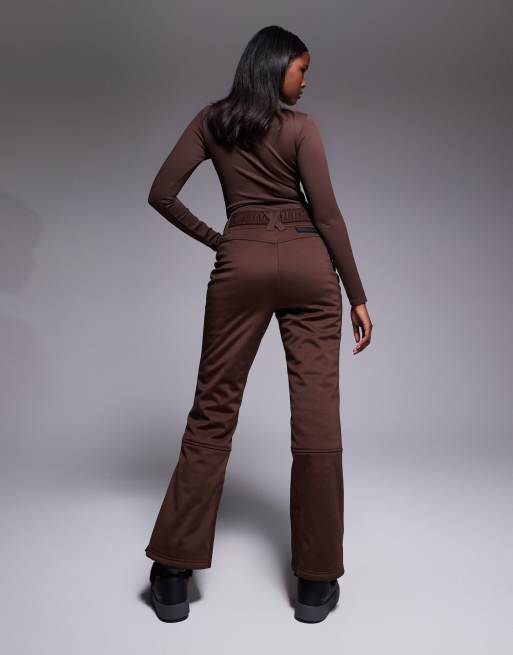 ASOS 4505 Ski - Pantaloni da sci dritti color caffè in softshell con cintura, 4 di 5